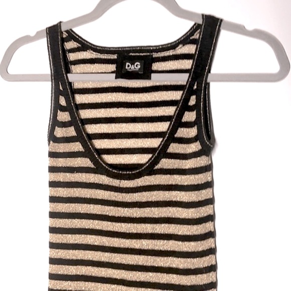 NEW D&G Striped Black & Gold Metallic Tank, Small - Picture 2 of 5